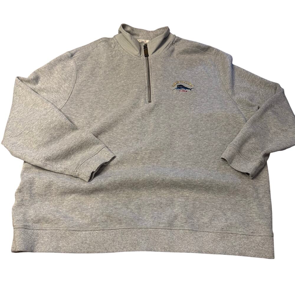 Tommy Bahama Relax Pullover Sweater Mens Large Gray Quarter Zip Long Sleeve XXL